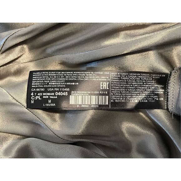 Mango MNG Women's Asymmetrical Satin-finish Dress w/ Asymmetrical Hem Silver Siz - Picture 15 of 16